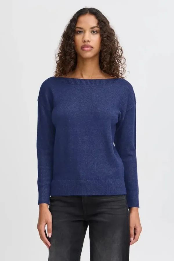 Ichi Jumpers & Cardigans<Ella Boat Neck Jumper (Medieval )