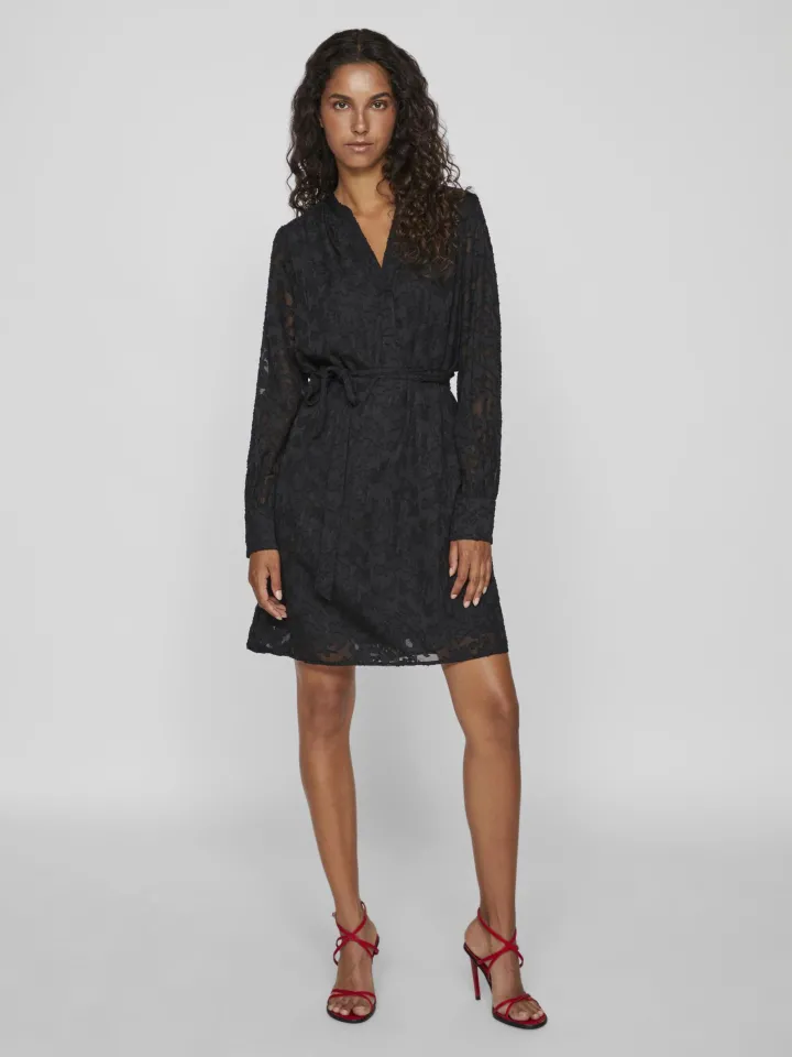 ema_vneck_mini_dress_blac_0.webp Vila Dresses<Ema V-Neck Mini Dress