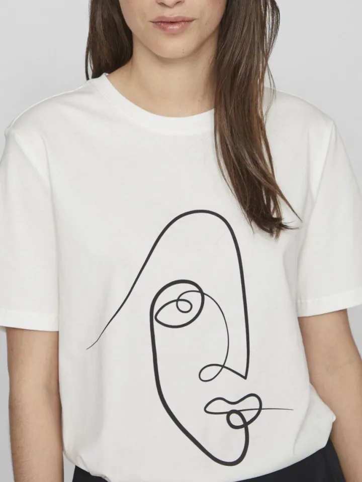 face_printed_cotton_tshir_3-1.webp Vila T-Shirts<FACE PRINTED COTTON T-SHIRT (WHITE)