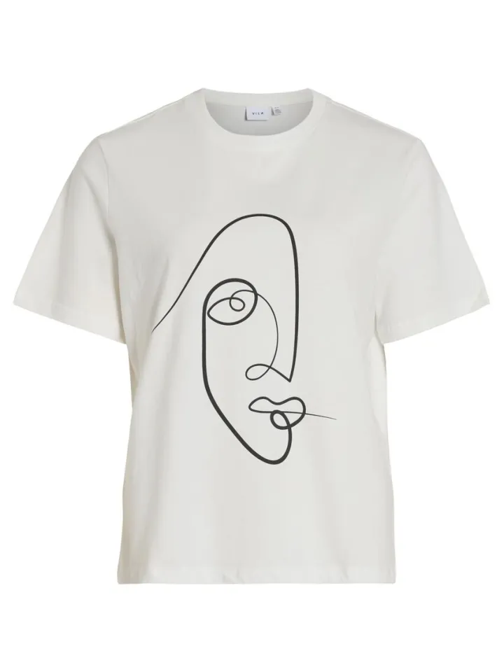 face_printed_cotton_tshir_5-1.webp Vila T-Shirts<FACE PRINTED COTTON T-SHIRT (WHITE)