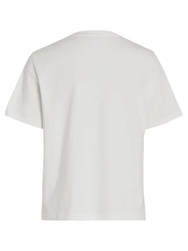 Vila T-Shirts<FACE PRINTED COTTON T-SHIRT (WHITE)