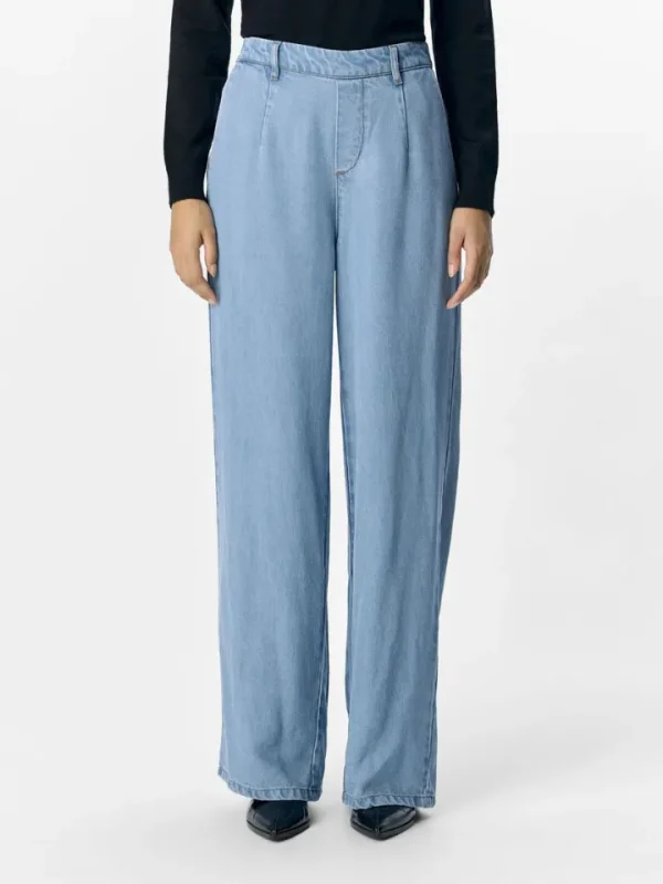 Object Pants<Fame Wide Leg Pants (Light Denim)