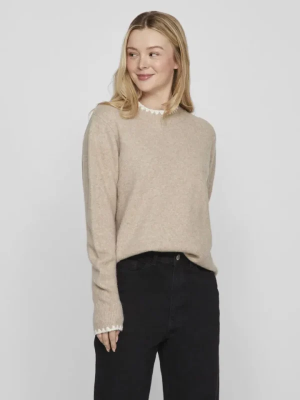 Vila Jumpers & Cardigans<Fina Jumper (Natural Melange/White)