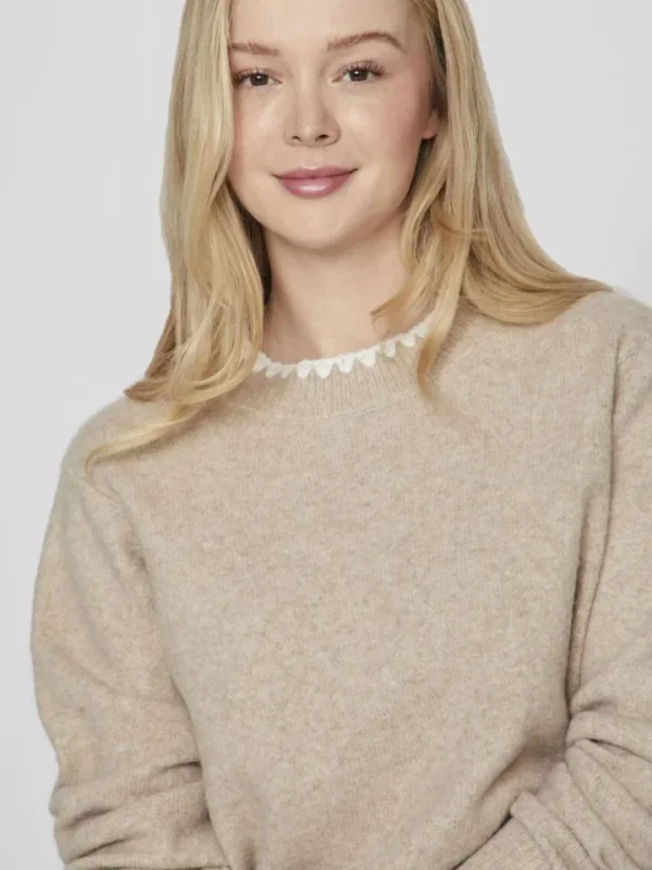 Vila Jumpers & Cardigans<Fina Jumper (Natural Melange/White)