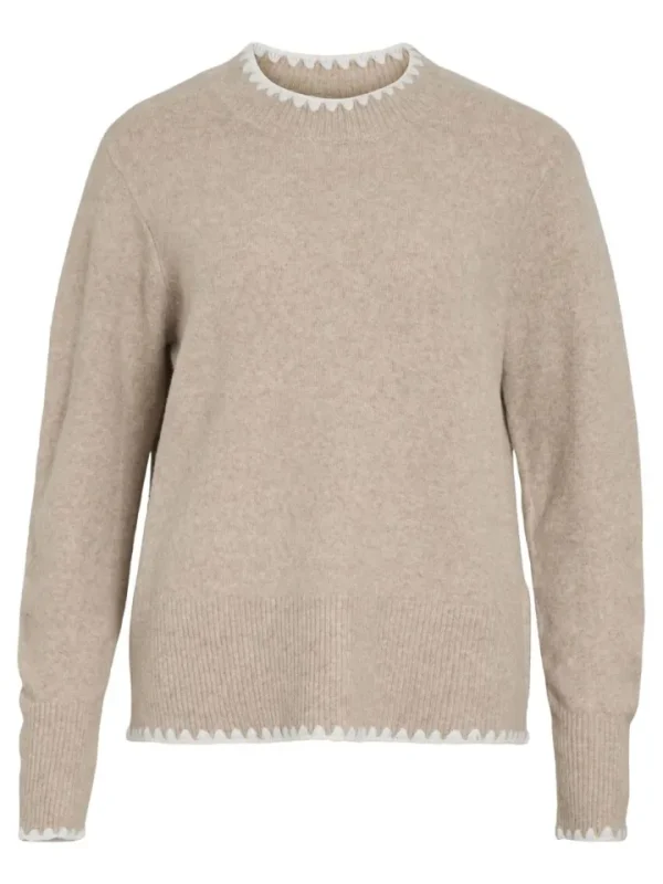 Vila Jumpers & Cardigans<Fina Jumper (Natural Melange/White)