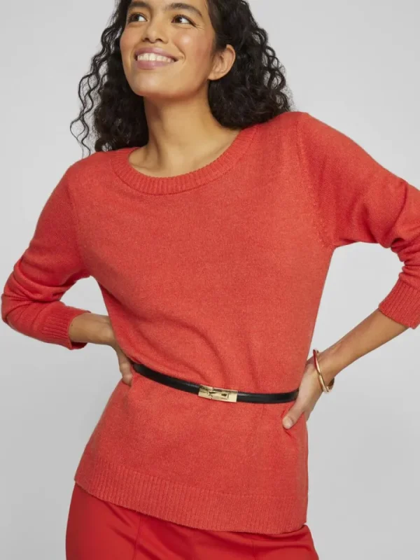 Vila Jumpers & Cardigans<Floria Knitted Jumper (Aurora Red/Dark Melan)