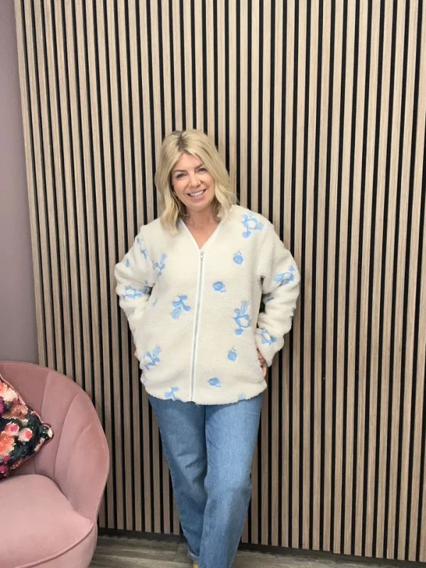 Ichi Jackets | Coats<Gail Teddy Zipped Jacket (Almond Milk)