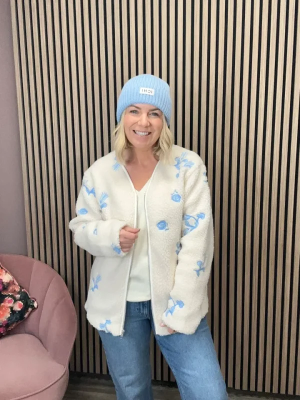 Ichi Jackets | Coats<Gail Teddy Zipped Jacket (Almond Milk)