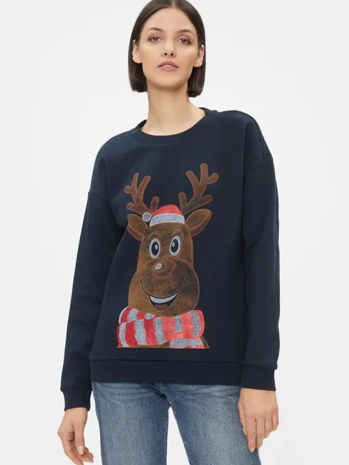 glitter_reindeer_christma_0.webp Vila Jumpers & Cardigans<Glitter Reindeer Christmas Jumper (Navy)