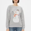 Vila Jumpers & Cardigans<Glitter Snowman Christmas Jumper (Grey)