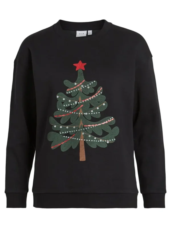 Vila Jumpers & Cardigans<Glitter Tree Christmas Jumper (Black)
