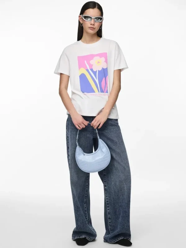 Pieces T-Shirts<Good Things T-Shirt (White/Begonia Pink)