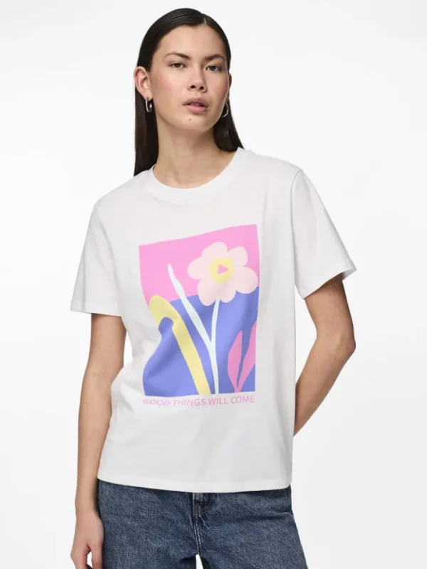 Pieces T-Shirts<Good Things T-Shirt (White/Begonia Pink)