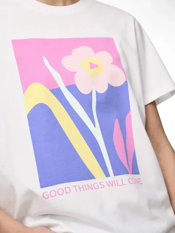 Pieces T-Shirts<Good Things T-Shirt (White/Begonia Pink)