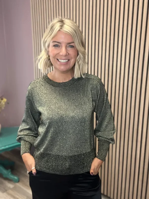 Object Jumpers & Cardigans<GRACE GLITTER JUMPER (BLACK/GOLD)