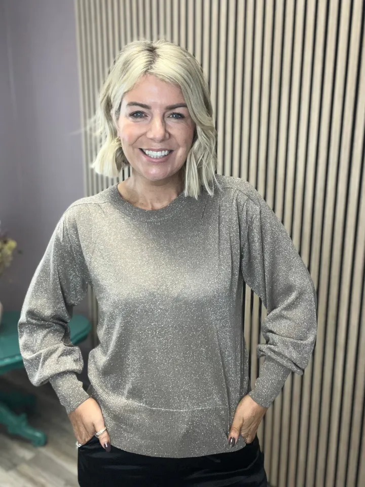 grace_glitter_jumper_foss_0.webp Object Jumpers & Cardigans<GRACE GLITTER JUMPER (FOSSIL/SILVER)