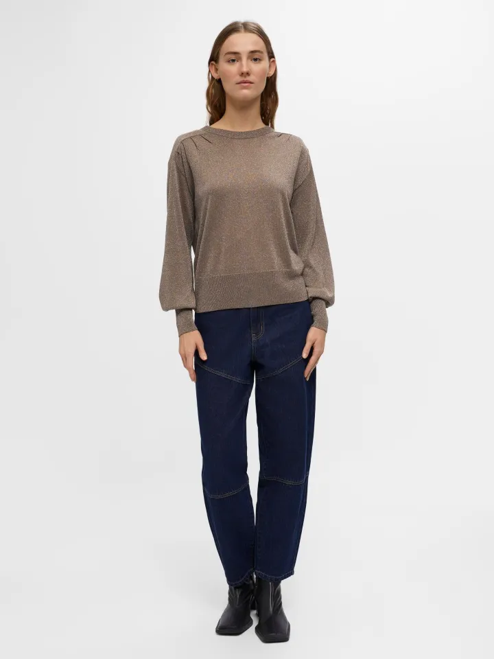 grace_glitter_jumper_foss_2.webp Object Jumpers & Cardigans<GRACE GLITTER JUMPER (FOSSIL/SILVER)