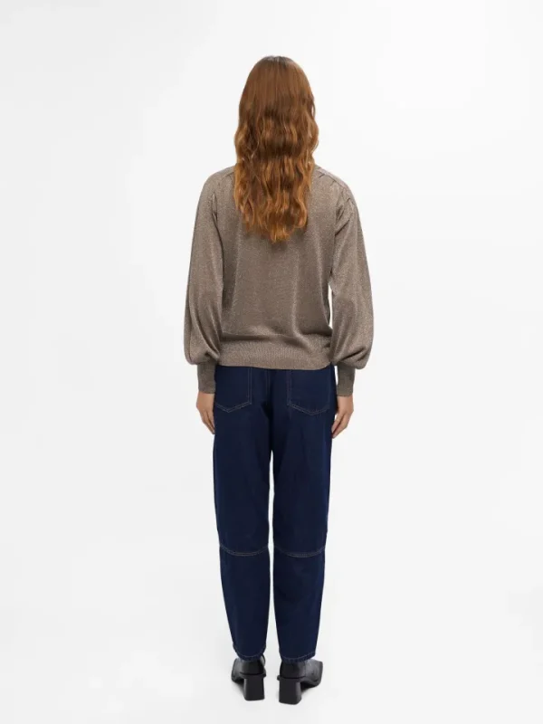 Object Jumpers & Cardigans<GRACE GLITTER JUMPER (FOSSIL/SILVER)
