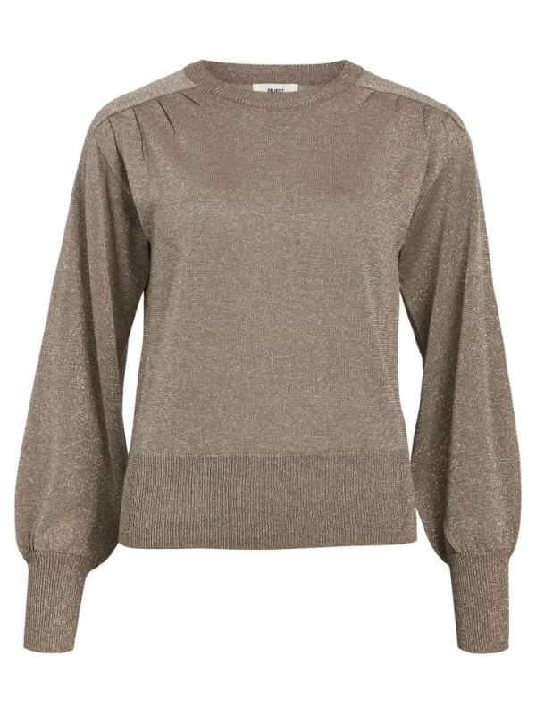 Object Jumpers & Cardigans<GRACE GLITTER JUMPER (FOSSIL/SILVER)