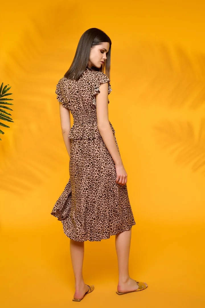 grizzly_midi_dress_animal_2.webp Minueto Dresses<Grizzly Midi Dress (Animal Print)