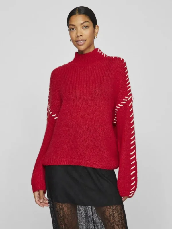 Vila Jumpers & Cardigans<Hoca Turtle Neck Jumper (Cherry/White)