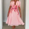 Girl in Mind Occasionwear<Holland Boarder Print Midi Dress (Pink)