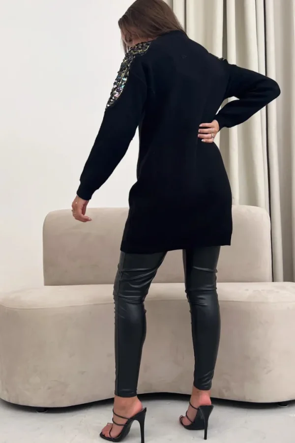 Girl in Mind Jumpers & Cardigans<HOLLY SEQUIN LONGLINE JUMPER (BLACK)