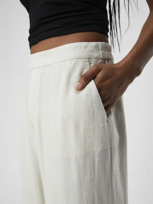 Object Pants<Janne Linen Blend Wide Leg Trousers (Sandshell)