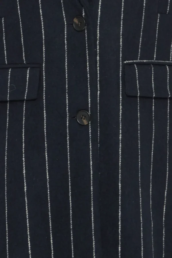 Ichi Coats<Jannet Pinstripe Long Waistcoat (Total Eclipse)