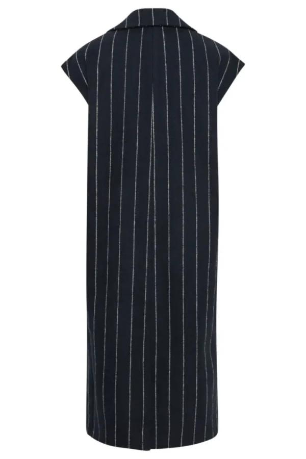 Ichi Coats<Jannet Pinstripe Long Waistcoat (Total Eclipse)