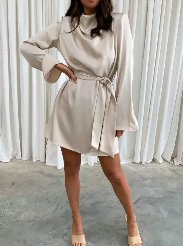 Pretty Lavish Occasionwear<Jayda Cowl Neck Dress (Oyster)