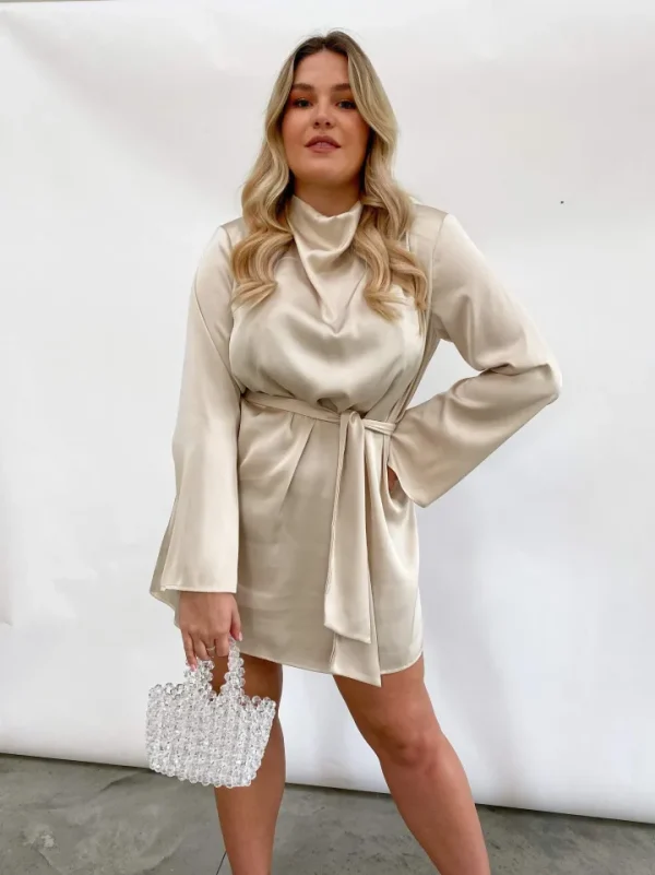 Pretty Lavish Occasionwear<Jayda Cowl Neck Dress (Oyster)