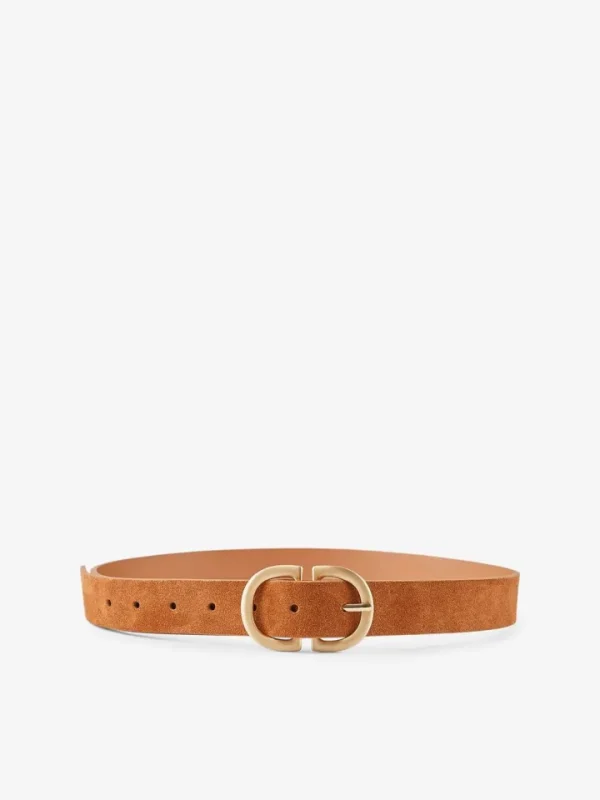 Pieces Belts<Jess Suede Belt (Cognac)