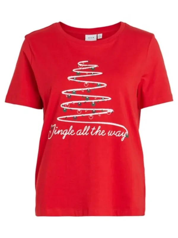 Vila T-Shirts<Jingle All The Way Christmas T-Shirt (Red)