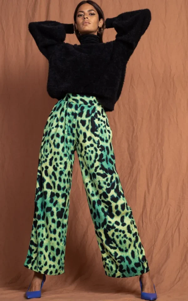 Dancing Leopard Pants<Joey Palazzo Trousers | (Lime Leopard)