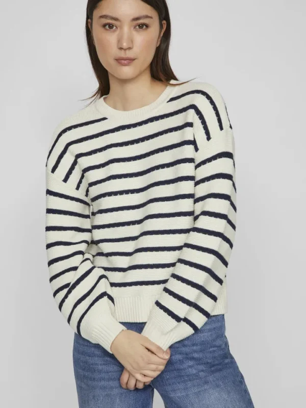 Vila Jumpers & Cardigans<JOFFI STRIPE JUMPER (NAVY/CREAM)