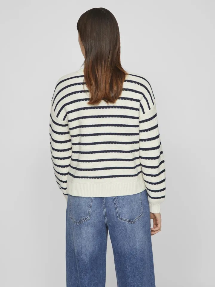 joffi_stripe_jumper_navyc_4.webp Vila Jumpers & Cardigans<JOFFI STRIPE JUMPER (NAVY/CREAM)