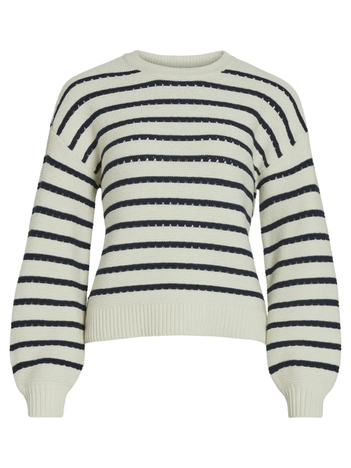 joffi_stripe_jumper_navyc_5.webp Vila Jumpers & Cardigans<JOFFI STRIPE JUMPER (NAVY/CREAM)