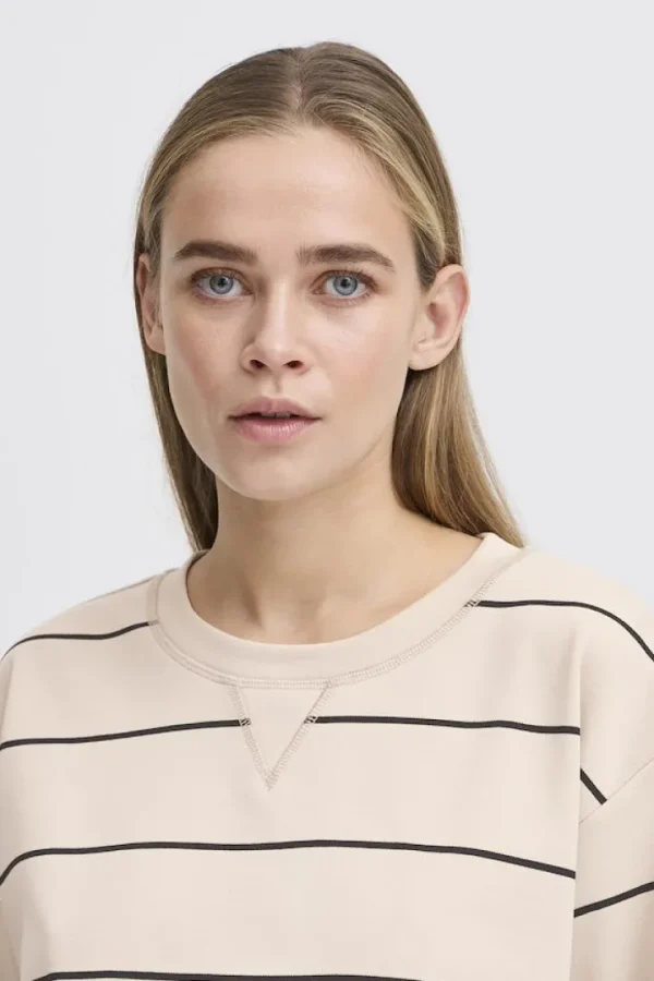 Ichi Hoodies & Sweatshirts | Jumpers & Cardigans<Kalas Sweatshirt (Doeskin Stripe)
