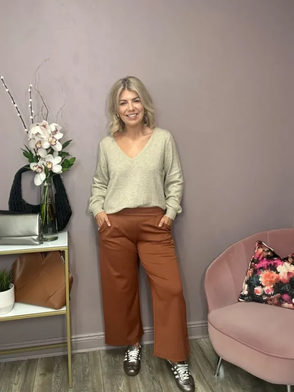 Ichi Pants<Kate Cropped Wide Leg Pants ( Patina)