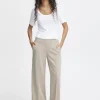 Ichi Pants<KATE WIDE LEG TROUSERS (DOESKIN)