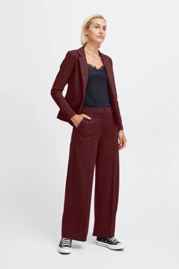 Ichi Pants<KATHY WIDE LEG TROUSERS (PORT ROYALE)