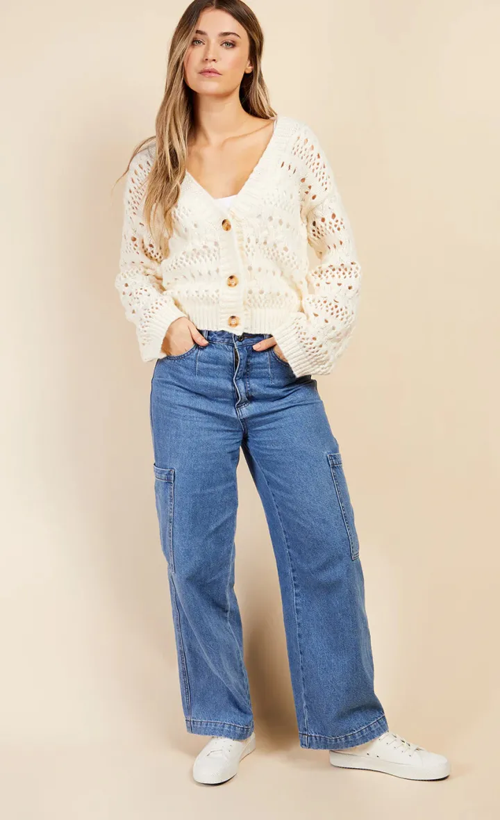 katie_open_knit_cardigan__0.webp Little Mistress Jumpers & Cardigans<KATIE OPEN KNIT CARDIGAN (CREAM)