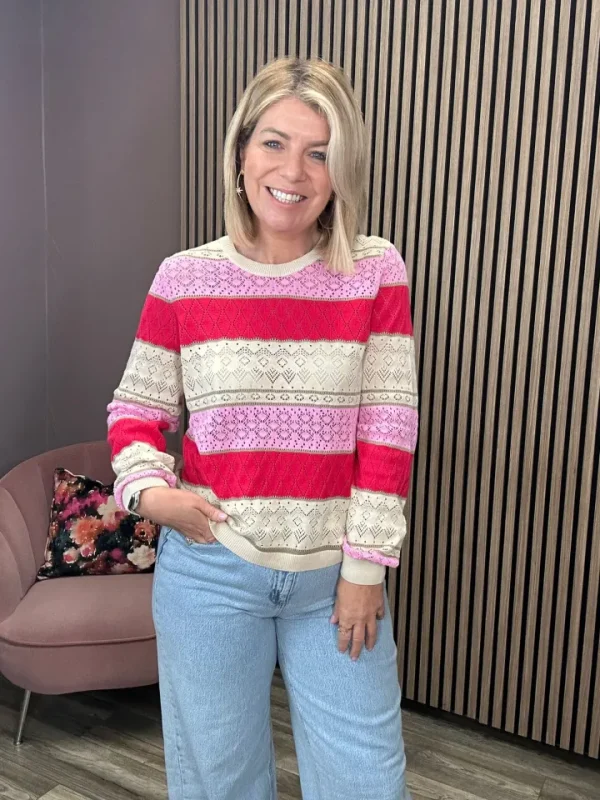 Vila Jumpers & Cardigans<Katina Pointelle Knit Jumper (Magenta Bonbon)