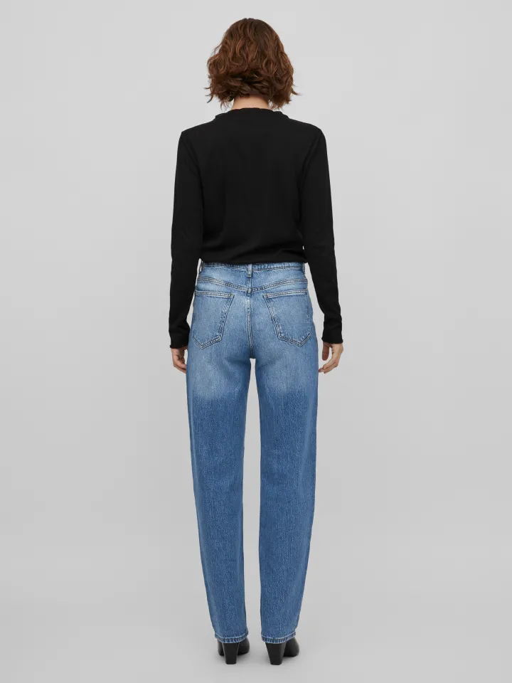 kelly_high_waist_jeans_me_1.webp Vila Pants | Jeans<Kelly High Waist Jeans (Medium Blue)
