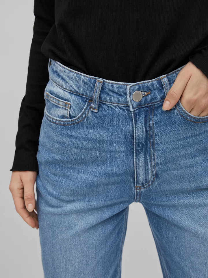 kelly_high_waist_jeans_me_4.webp Vila Pants | Jeans<Kelly High Waist Jeans (Medium Blue)