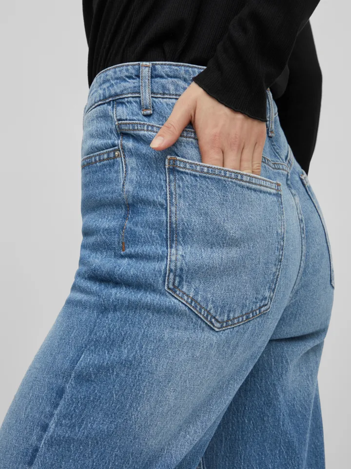 kelly_high_waist_jeans_me_5.webp Vila Pants | Jeans<Kelly High Waist Jeans (Medium Blue)