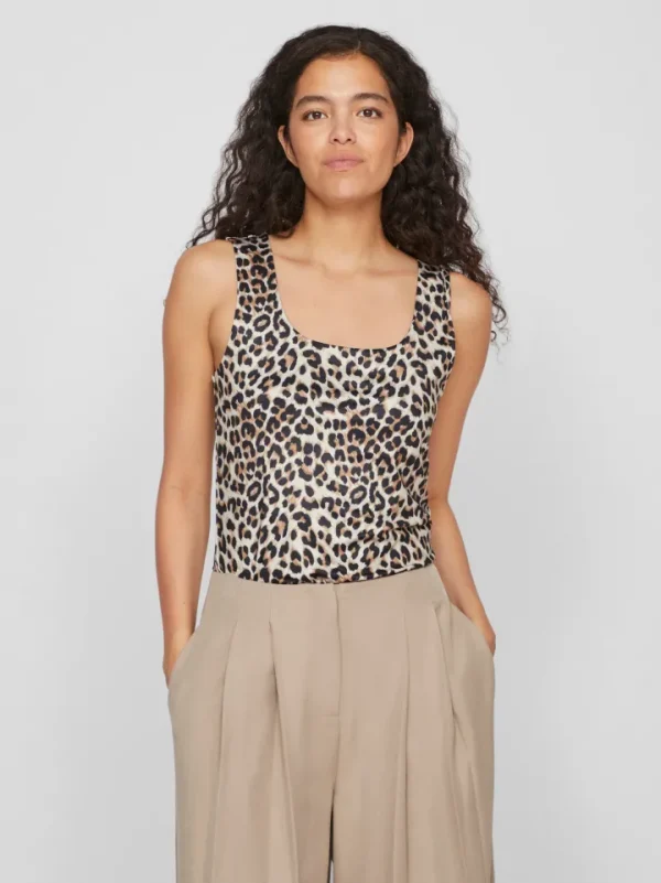 Vila Camis & Vests<Kennza O-Neck Tank Top (Carmel Cafe/Leopard)