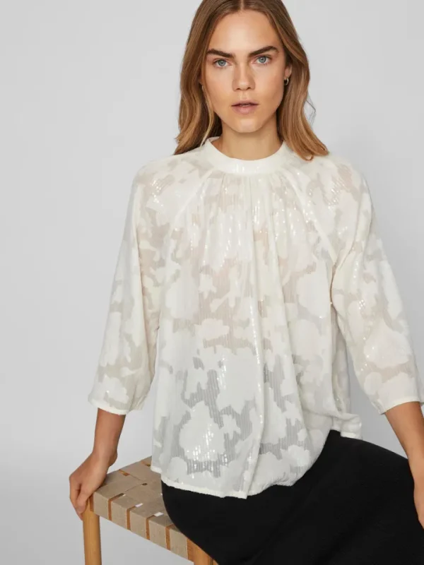 Vila Shirts & Blouses<KIMA SEQUINS TOP (CLOUD DANCER)