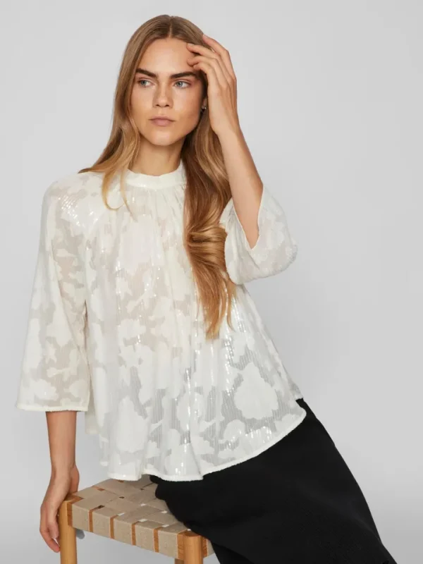Vila Shirts & Blouses<KIMA SEQUINS TOP (CLOUD DANCER)